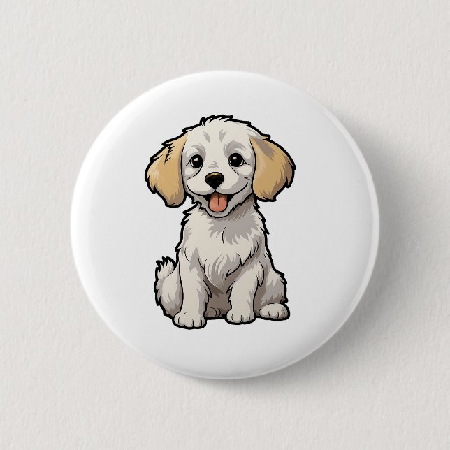 Cartoon dog illustration 2 inch round button (Front)