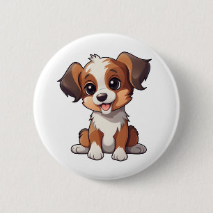 Cartoon dog illustration 2 inch round button