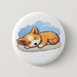 Cartoon dog illustration 2 inch round button