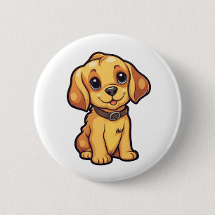 Cartoon dog illustration 2 inch round button