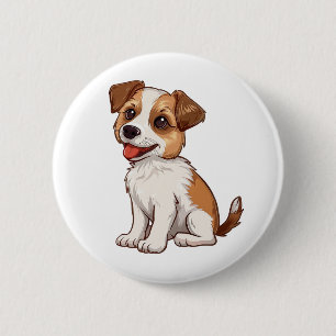 Cartoon dog illustration 2 inch round button