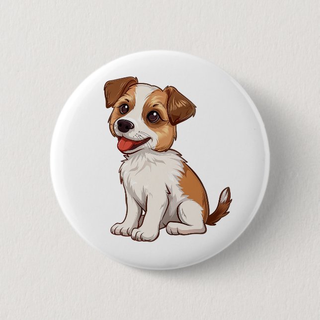 Cartoon dog illustration 2 inch round button (Front)