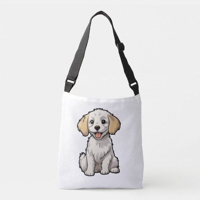 Cartoon dog illustration crossbody bag (Front)