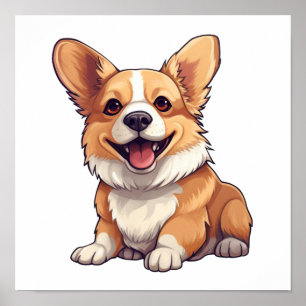 Cartoon dog illustration poster