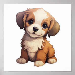 Cartoon dog illustration poster
