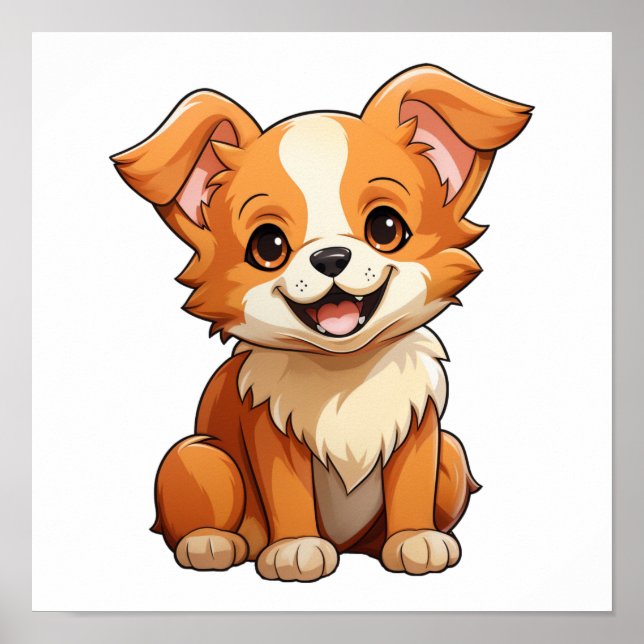 Cartoon dog illustration poster (Front)