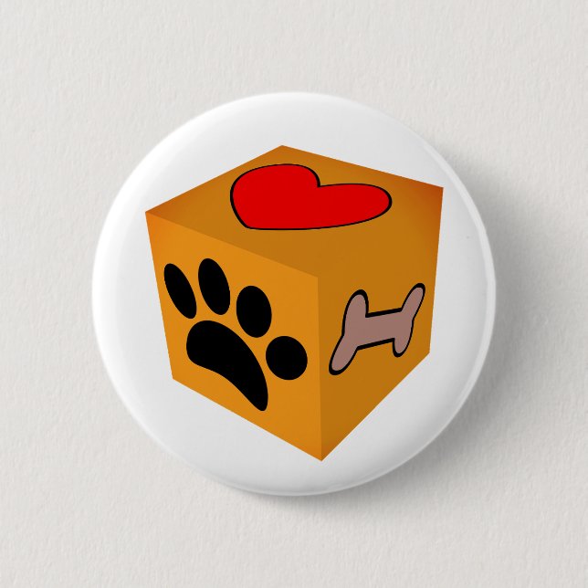 Cartoon Dog Paw Heart And Bone 2 Inch Round Button (Front)