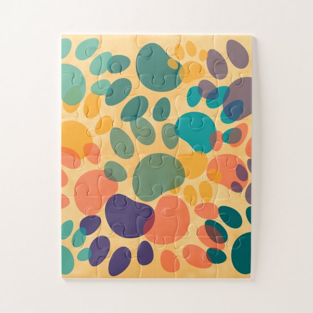 Cartoon Dog Paw Print Colourful Abstract Art Jigsaw Puzzle (Vertical)