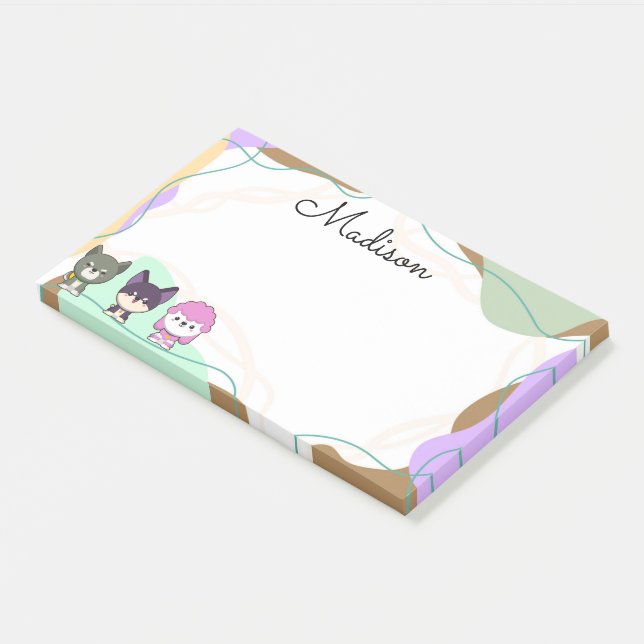 Cartoon dog personalized post-it notes (Angled)