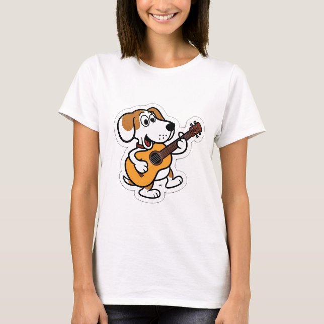 cartoon  dog playing a guitar T-Shirt (Front)
