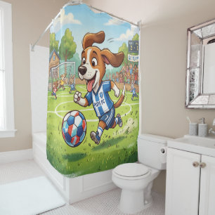 Cartoon Dog Playing Soccer or Football