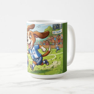 Cartoon Dog Playing Soccer or Football Coffee Mug