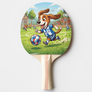 Cartoon Dog Playing Soccer or Football Ping Pong Paddle
