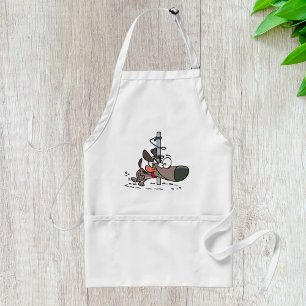 Cartoon Dog Tangled Around Pole with Leash Standard Apron