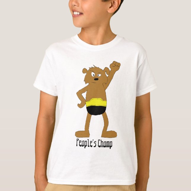 Cartoon Dog The Rock Wrestling Fan T-Shirt (Front)