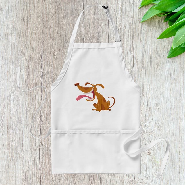Cartoon Dog with Big Smile and Tongue Out Standard Apron (Creator Uploaded)