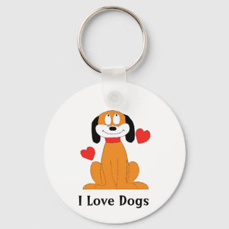 Cartoon Dog With Hearts Keychain