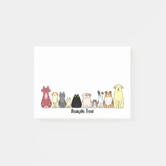 cartoon dogs and cats postit post-it notes