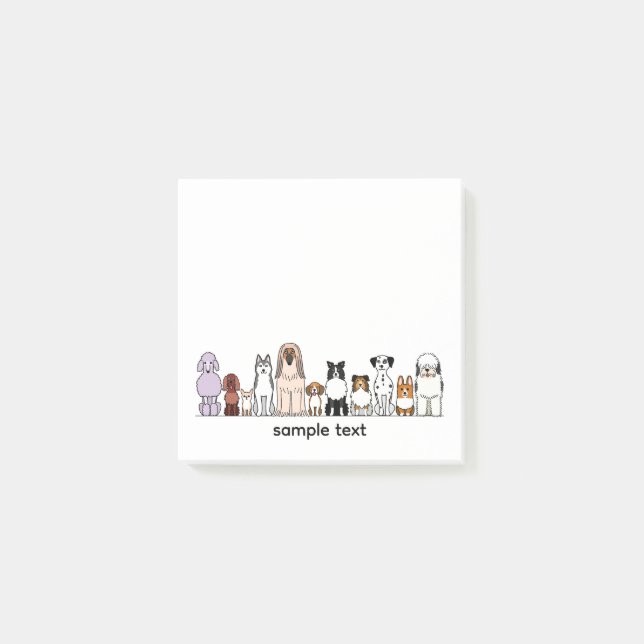 cartoon dogs in a row design2 post-it notes (Front)