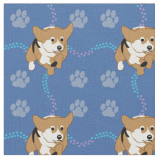 Cartoon Dogs - Pembroke Welsh Corgi v3 Fabric