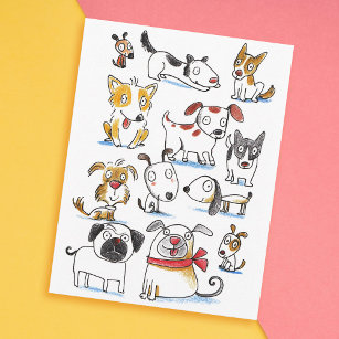 cartoon dogs postcard