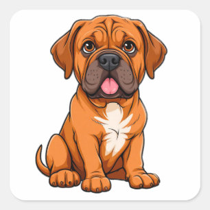 Cartoon Dogue de Bordeaux Puppy With Cute Expressi Square Sticker