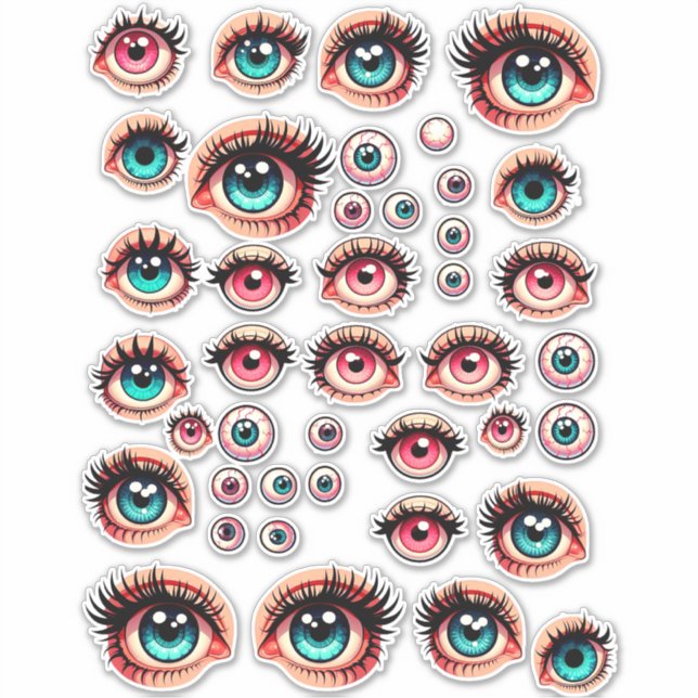 cartoon doll eyes colour illustrations art (Front)
