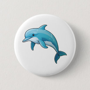 Cartoon dolphin illustration 2 inch round button