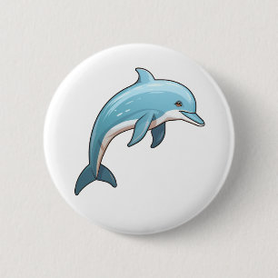 Cartoon dolphin illustration 2 inch round button