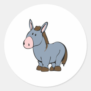 Cartoon Donkey Classic Round Sticker