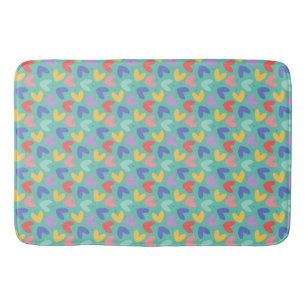 Cartoon Doodle Seamless Heart & Dots Pattern Bath Mat