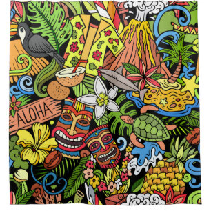 Cartoon doodles Hawaii seamless pattern. Backdrop
