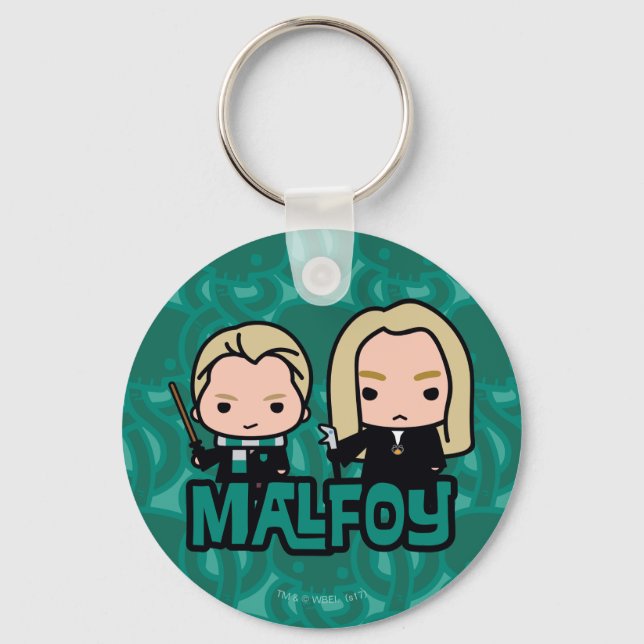 Cartoon Draco and Lucius Malfoy Character Art Keychain (Front)