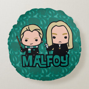 Cartoon Draco and Lucius Malfoy Character Art Round Pillow
