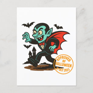 Cartoon Dracula Vampire – Approved by Halloween Holiday Postcard