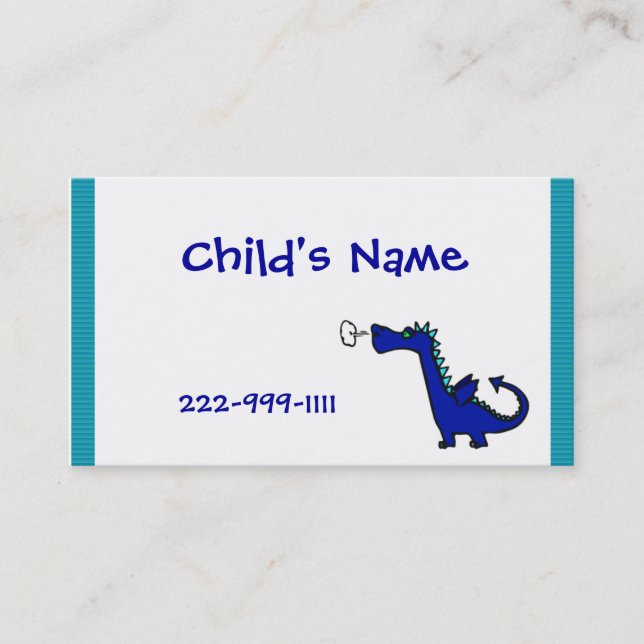 Cartoon dragon Children's Calling Card (Front)