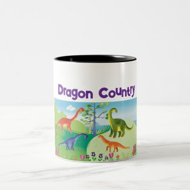 Cartoon Dragon Country Two-Tone Coffee Mug (Center)
