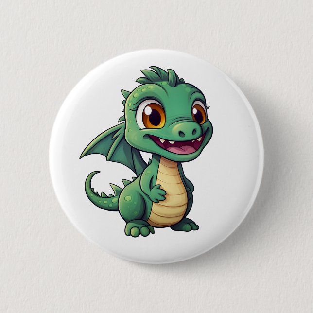 Cartoon dragon illustration 2 inch round button (Front)