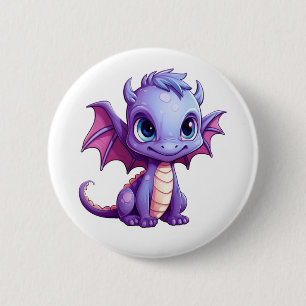 Cartoon dragon illustration 2 inch round button