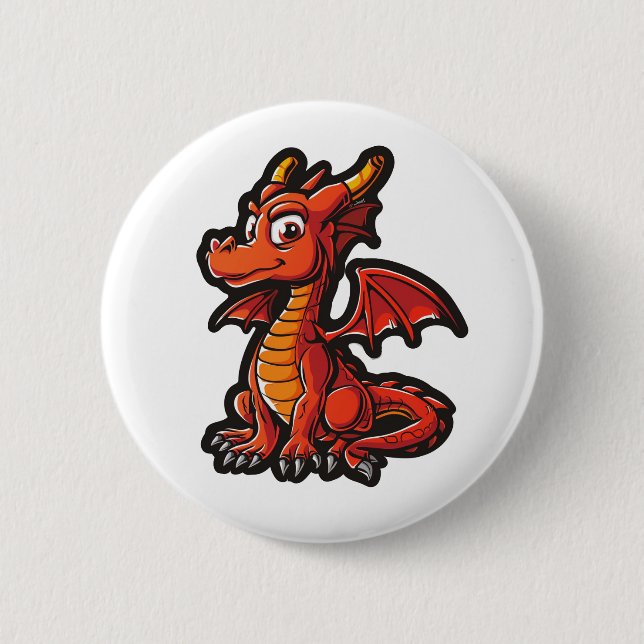 Cartoon dragon illustration 2 inch round button (Front)