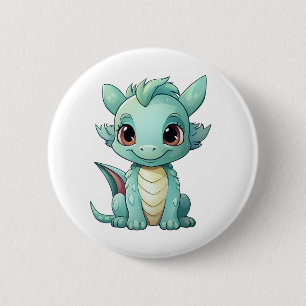 Cartoon dragon illustration 2 inch round button