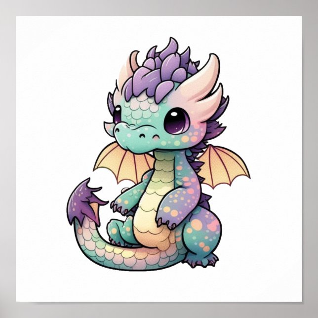 Cartoon dragon illustration poster (Front)