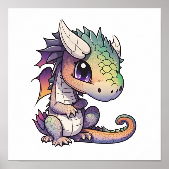 Cartoon dragon illustration poster (Front)
