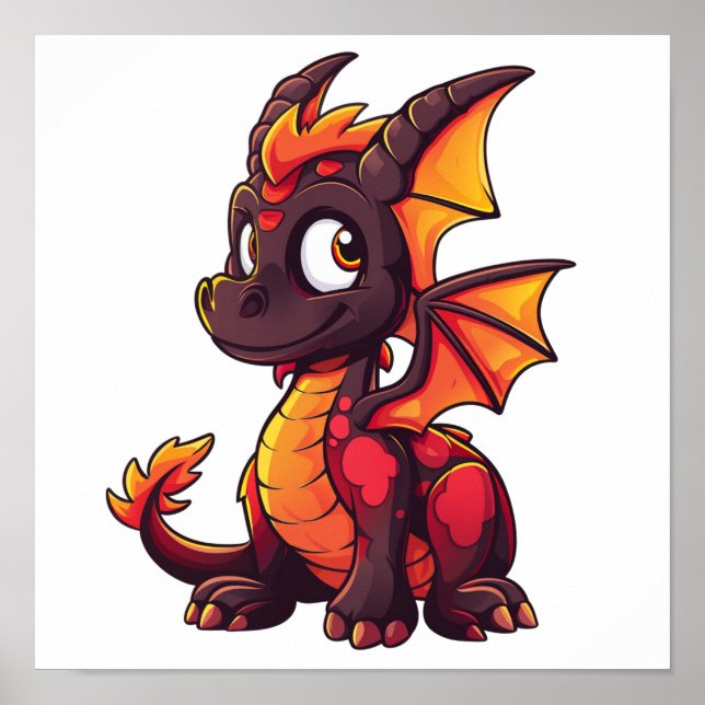 Cartoon dragon illustration poster (Front)