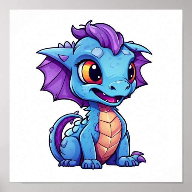Cartoon dragon illustration poster (Front)