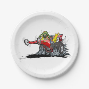 Cartoon dragster paper plate