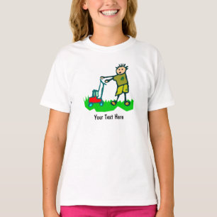 Cartoon Drawing Man Mowing Grass T-Shirt
