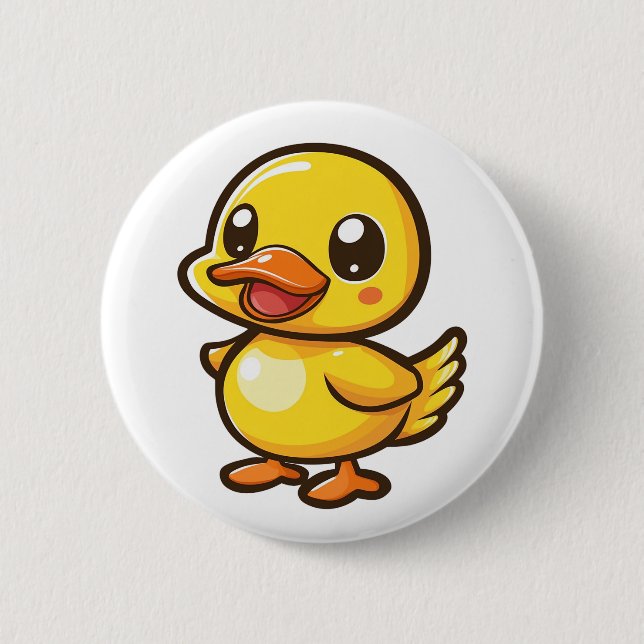 Cartoon duck illustration 2 inch round button (Front)