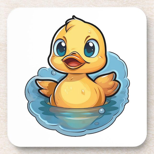 Cartoon duck illustration coaster (Front)