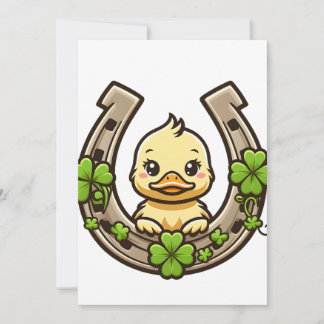 Cartoon Duckling on Celtic Horseshoe Invitation